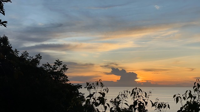 sunset, sea view, clouds