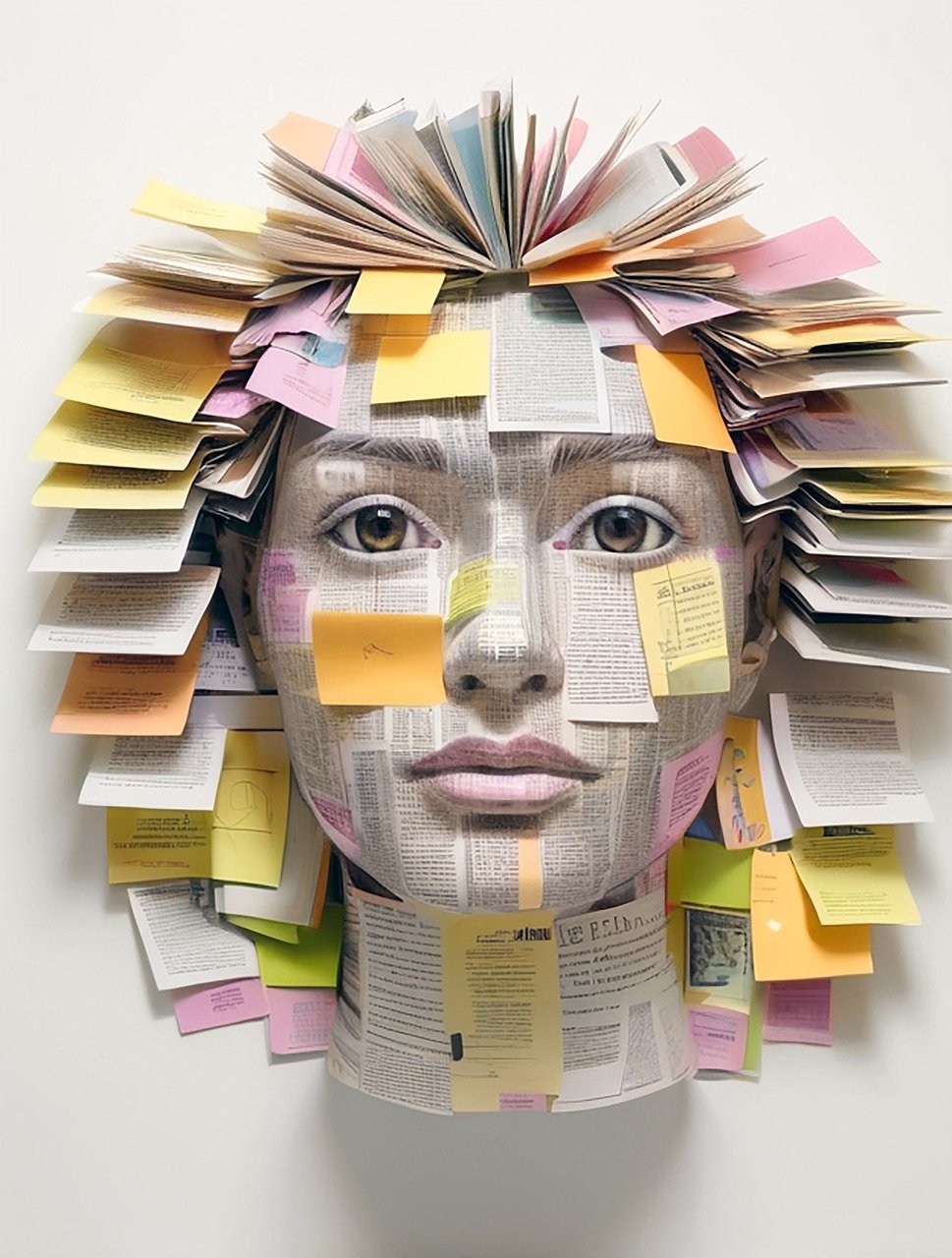 woman, paper, post it